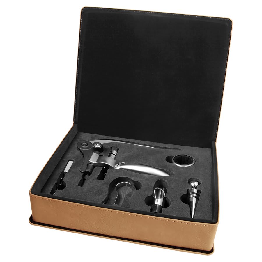 Light Laserable Leatherette 5-Piece Wine Tool Gift Set