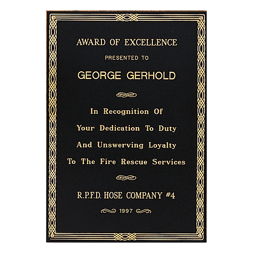 3 3/4" x 5 3/4" Laserable Black Brass Plate with Design Border
