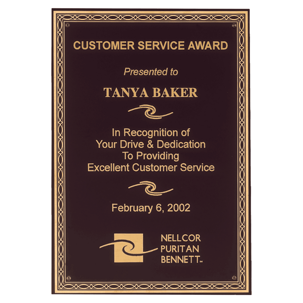5 1/4" x 7 1/4" Laserable Black Brass Plate with Braided Border Design