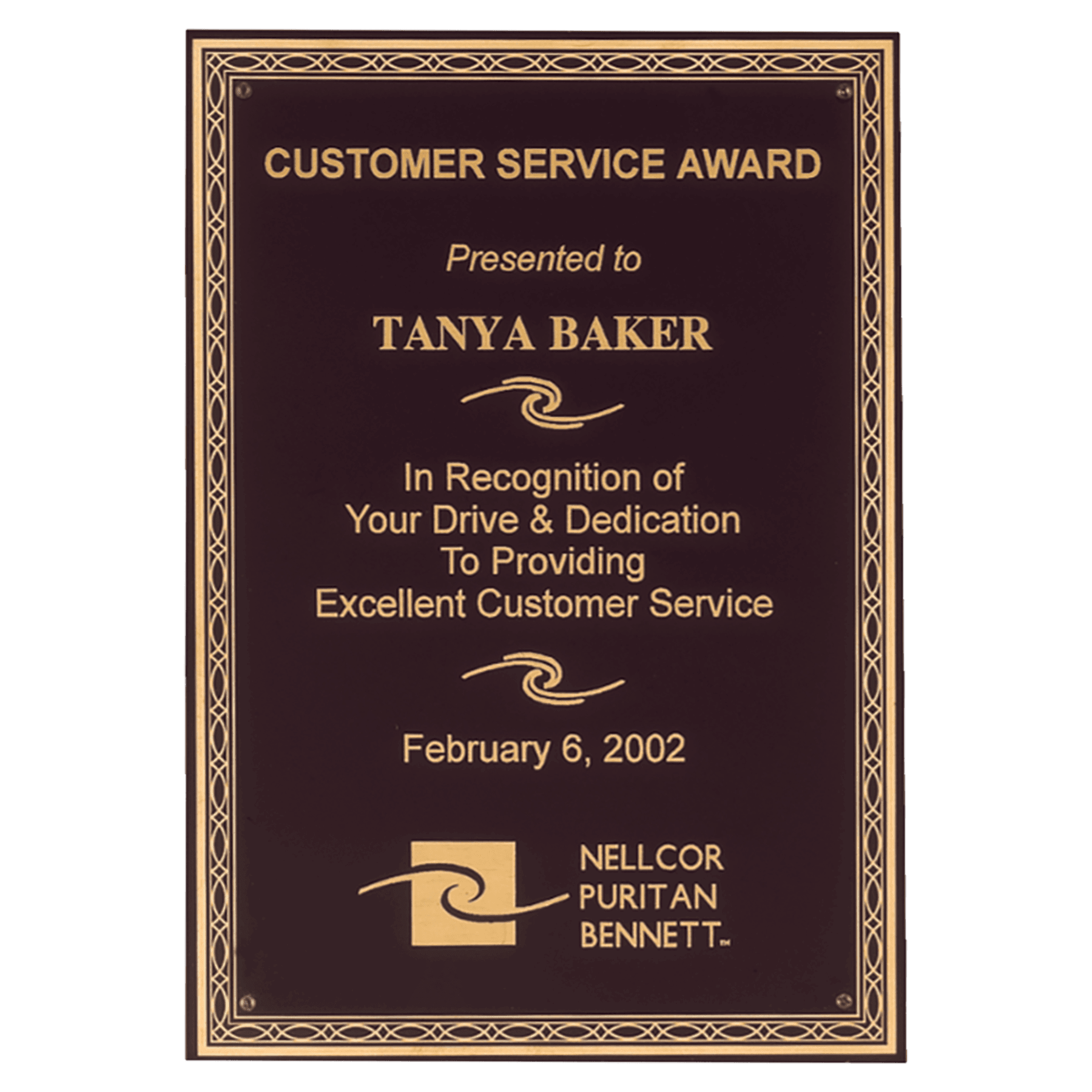7" x 10" Black Laserable Brass Plate with Braided Border Design and Four Holes