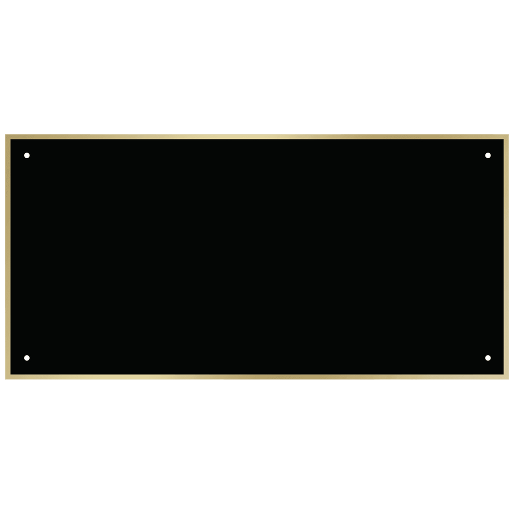 4 3/4" x 9 3/4" Black Laserable Brass Plate with Thin Border and 4 Holes