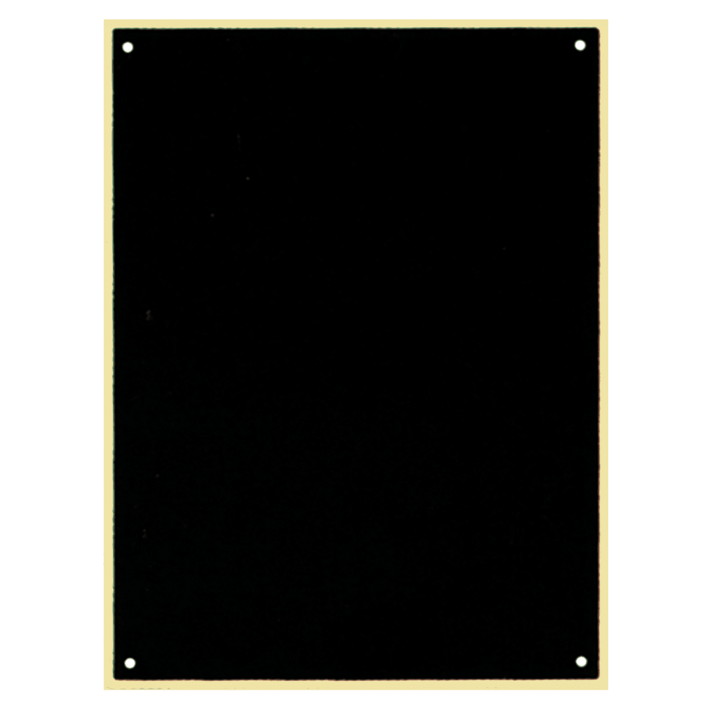 3 5/8" x 4 5/8" Black Laserable Brass Plate with Thin Border and 4 Holes