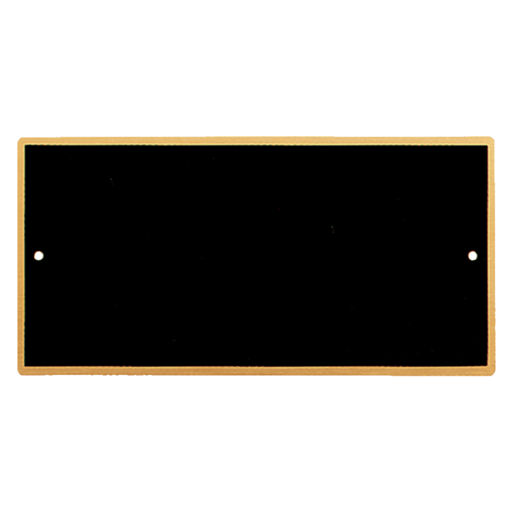 3 3/8" x 8" Black Laserable Brass Plate with Border Rounded Corners and Two Holes