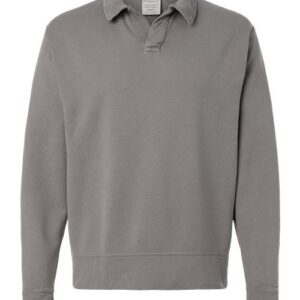 Garment-Dyed Polo Collar Sweatshirt
