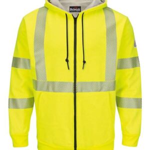 Hi-Visibility Zip-Front Hooded Fleece Sweatshirt with Waffle Lining